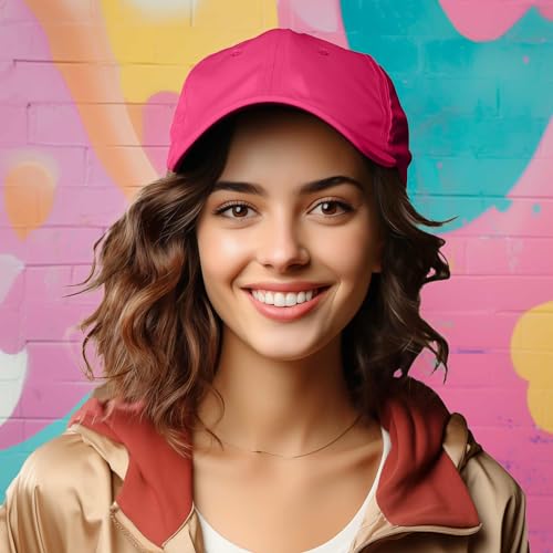 DALIX Baseball Cap Dad Hat Plain Men Women Cotton Adjustable Blank Unstructured Soft - color: Hot Pink