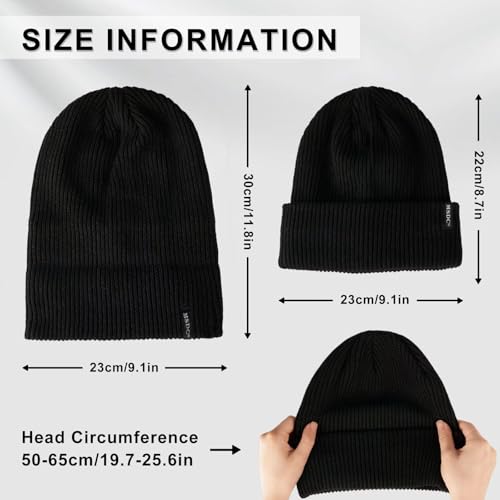 MSDC Beanies Women 3 Pack, Winter Hats for Women Men Fleece Lined Warm for Cold Weather, Beanie for Women Fashion Skull Cap - color: Black+gray+dark Orange