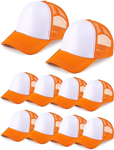 Tarpop 10 Pcs Sublimation Blank Trucker Hats Bulk - color: Orange and White