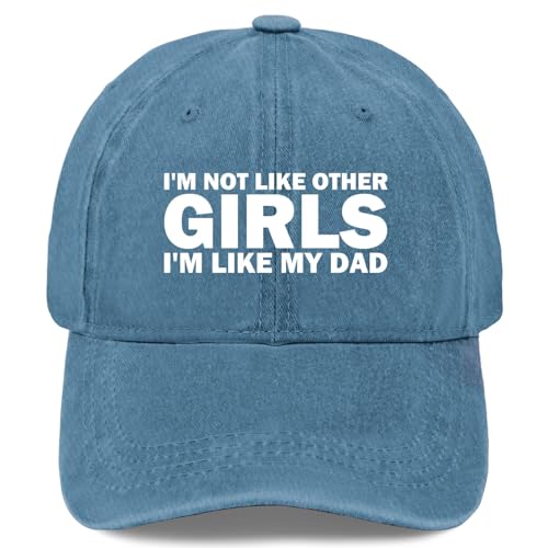 I'm NOT Like Other Girls I'm Like My DAD Cap Women Baseball Hat Adjustable Hats - color: Cyan Blue