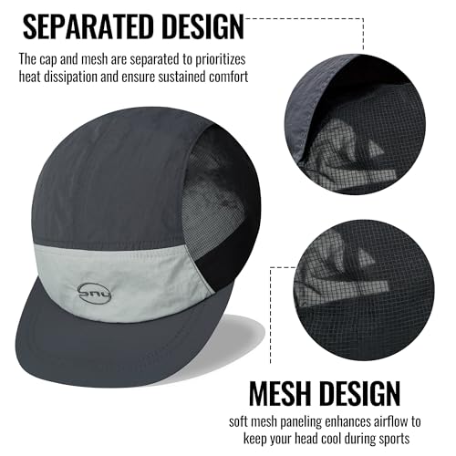 Croogo Mesh 5 Panel Hat Quick Drying Running Baseball Cap for Outdoor - color: Black
