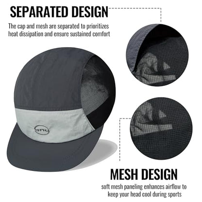 Croogo Mesh 5 Panel Hat Quick Drying Running Baseball Cap for Outdoor - color: Black