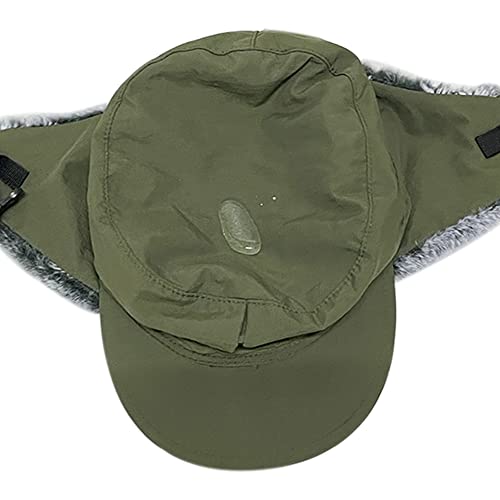 Winter Trapper Hunting Hat,Tweed Ear Flaps Cap,Berber Fleece Lined - color: Army Green 1