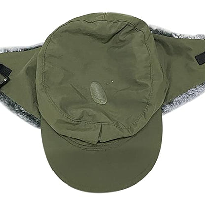 Winter Trapper Hunting Hat,Tweed Ear Flaps Cap,Berber Fleece Lined - color: Army Green 1