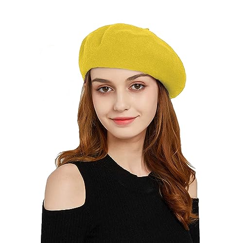 French Beret Hats for Women - Classic and Stylish Women's Beret Collection for Effortless Chic, Perfect for Any Occasion - color: Yellow