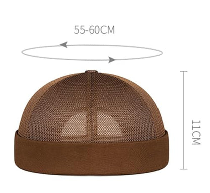 Men’s Mesh Brimless Docker Caps Unisex Adjustable Beanie Cap Rolled Cuff Retro Hat Summer Worker Sailor Hat Skullcap - color: White-new