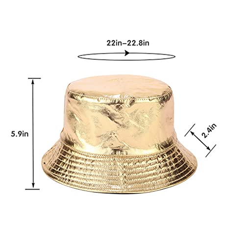 Unisex Bucket Hat Beach Sun Hat Aesthetic Fishing Hat for Men Women Teens, Reversible Double-Side-Wear - color: Gold Black
