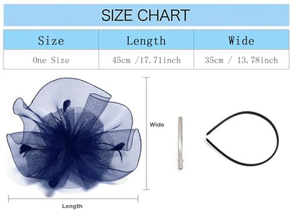 Z&X Sinamay Fascinator Hat Floral Feather Pillbox Derby Hats for Women Wedding Tea Party with Headband Clip - color: 006b Navy Blue