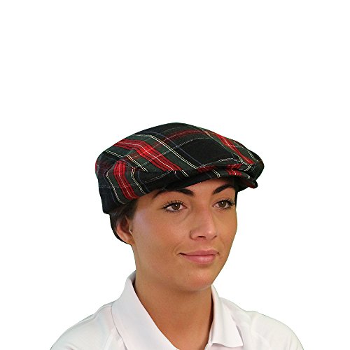 Plaid Flat Golf Cap: 'Par 5' - color: Black Stewart