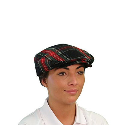 Plaid Flat Golf Cap: 'Par 5' - color: Black Stewart