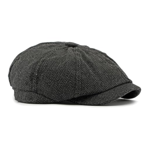 Mens Classic Newsboy Flat Cap Gatsby Ivy Cabbie Hat - color: A-grey