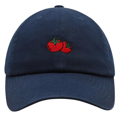 JPAK Two Tomatoes Premium Dad Hat Embroidered Cotton Baseball Cap Vegetables Embroidery - color: Navy