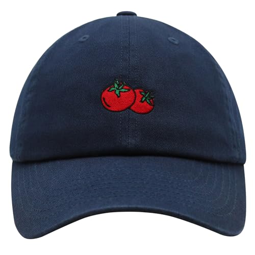 JPAK Two Tomatoes Premium Dad Hat Embroidered Cotton Baseball Cap Vegetables Embroidery - color: Navy
