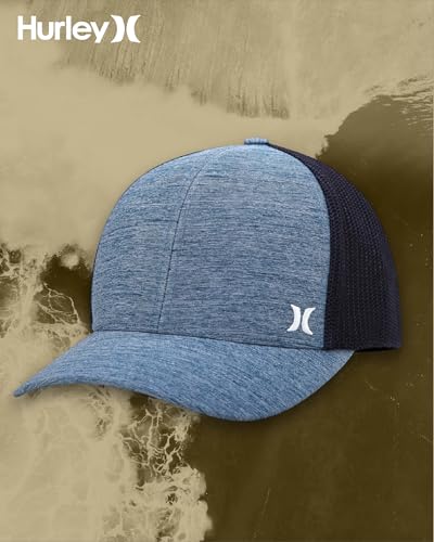 Hurley Mens Mini Icon Mesh Panel Fitted Trucker Baseball Cap - color: Mystic Navy, size: Large-X-Large