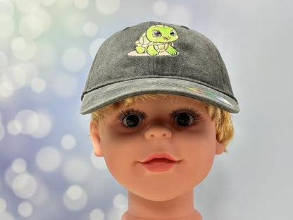 Adjustable Embroidery Animal Baseball Hat for Kid Toddler Child - color: Turtle (Washed Black)