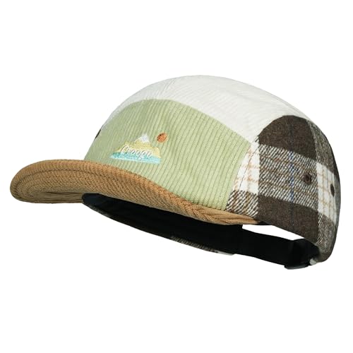 Croogo Short Brim Hat Vintage Corduroy 5 Panel Hat for Men Hip Hop Style - color: Crsb02-greenkhaki, size: One Size