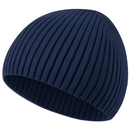 Wool Knit Beanie Hats for Men Women,Cuffless Winter Skull Caps - color: 1-navy Blue