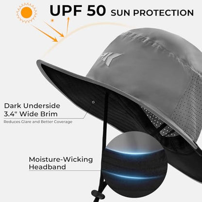 KastKing Sol Armis UPF 50 Boonie Hat for Sun Protection,Men Women - color: Formal Gray