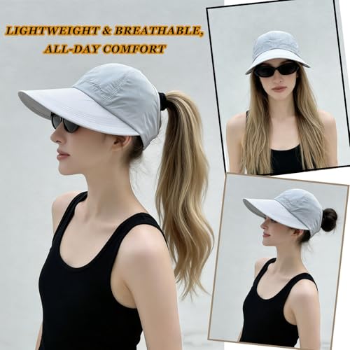 2 Pack UPF Sun Protection Baseball Hat for Women,Wide Brim UV Visor Hat, Adjustable Quick-Dry Wide Brim Baseball Cap, 2026 Upgraded Lightweight WideBrim for Outdoor Sports(Beige+Gray)