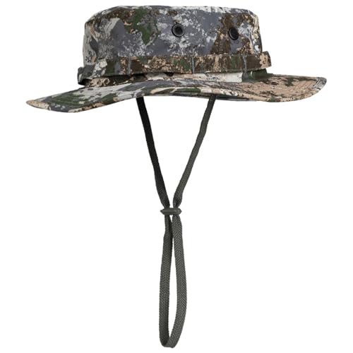 Mil-Tec Unisex Cotton Ripstop Boonie Hat - Durable Lightweight Tactical Outdoor Vented Wide Brim Hat w/Adjustable Chin Strap - color: Phantomleaf Wasp I Z1b, size: XX-Large