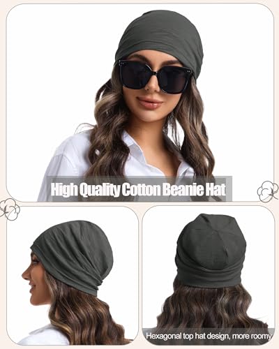 100% Cotton Summer Beanie for Men Women, Thin Soft Slouchy Beanies - color: 1pcs-dark Gray, size: Medium