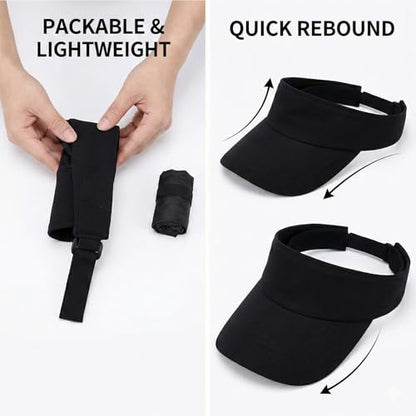 Reflective Brim Quick Dry Lightweight Visor Hat - color: Black