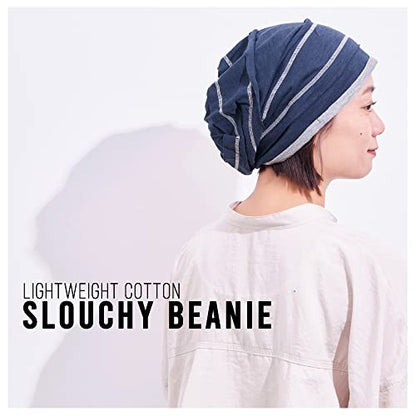 CHARM Slouchy Cotton Summer Beanie Hat - Mens Soft Lightweight Knit Womens Baggy Slouch - color: Black