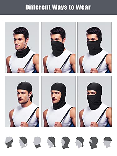 SATINIOR 9 Pcs Ski Mask Men Balaclava Pasa Montañas para Hombre Hood Protection Full Face Cover Cooling Neck Gaiter Bandana - color: Black