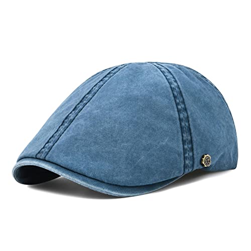VOBOOM Cotton Flat Cabbie Hat Gatsby Ivy Irish Hunting Newsboy Cap - color: Washed Navy