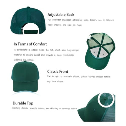 ZH 12 Pack Mesh Trucker Hats, Bulk Baseball Caps for Men and Women, Trucker Cap Wholesale - color: Dark-green