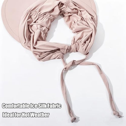 KXF Sun Visors Hat for Women Wide Brim Beach Hat Foldable Visor Hat Cap Ponytail Summer Packable UPF 50+ Adjustable Stretchy - color: Pink
