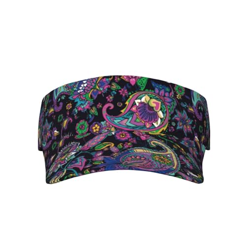 Sports Sun Visor Hats Adjustable Men Women Lightweight Packable Cooling Empty Top Visor Hat for Running, Tennis, Golf - color: Paisley
