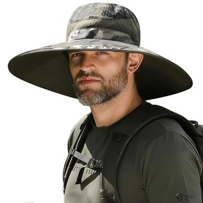 Wide Brim Sun Protection Hat Outdoor Unisex Ventilated Hats for Hiking Beach Fishing Safari Garden Lawn Yard Work Kayaking - color: Armygreen Graffiti