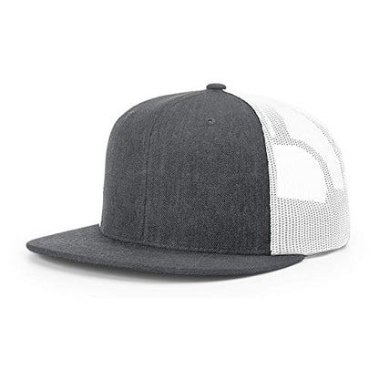 Richardson Unisex 511 Flatbill Trucker Adjustable Snapback Baseball Cap - color: Heather Charcoal/White