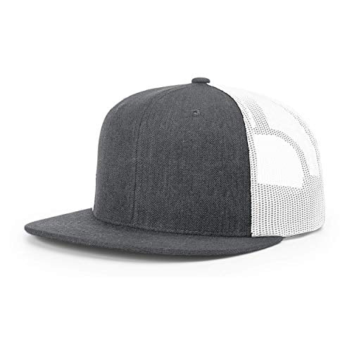 Richardson Unisex 511 Flatbill Trucker Adjustable Snapback Baseball Cap - color: Heather Charcoal/White