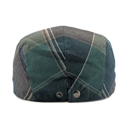 Plaid Newsboy Hats Flat Cap for Men Women Ivy Catsby Cabbie Driving Hat - color: Plaid-03-green
