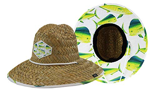 Malabar Hat Fabric Pattern Print Straw Sunhat Men & Women - color: Dolphin Fish