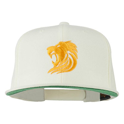 e4Hats.com Gold Lion Embroidered Wool Snapback Cap - color: Natural