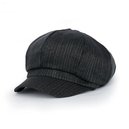 ililily Washed Cotton Newsboy Cabbie Cap Corduroy Duck Bill Flat Hunting Hat - color: Herringbone Dark Grey