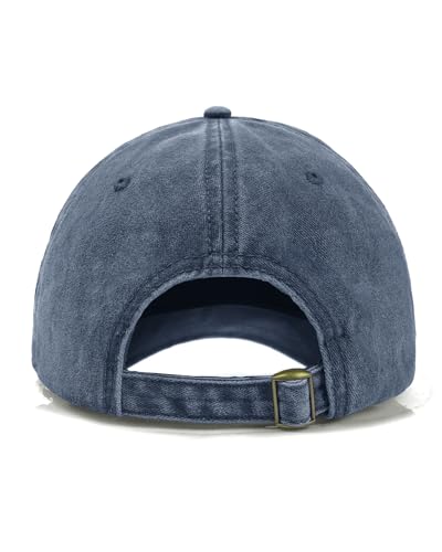 Zylioo Petite Baseball Cap for Small Heads Adult,Soft Crown Washed Dad Hat - color: Washed Navy Blue-fits 21.3"-22"