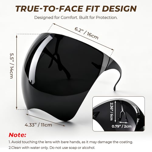 Full Cover Face Visor Protective, Tinted Full Face Shield Sun Protection - color: Black