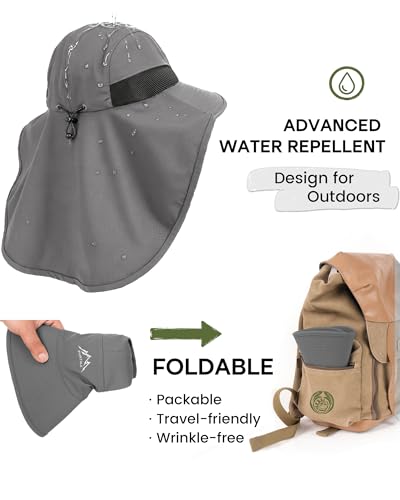 FURTALK Sun Hats with Neck Flap Sun Protection Fishing Hat for Men Women - color: Dark Grey
