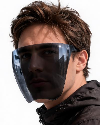 Full Face Shield Visor Sunglasses - Futuristic Tinted UV Blocking, Black - color: Black