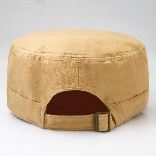 Cadet Hat Flat Top Hats Army Military Caps for Men Women - color: Beige 7