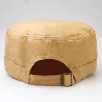 Cadet Hat Flat Top Hats Army Military Caps for Men Women - color: Beige 7
