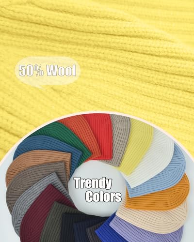 ROYBENS Wool Beanie for Men Women, Seamless Knit Warm Winter Hat Skull Caps - color: 1pcs-bright Yellow
