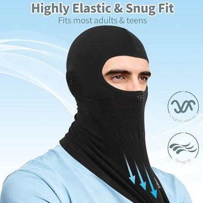 2 Pack Breathable Balaclava Ski Mask, Motorcy Helmet Liner Men Women - color: Black+Black