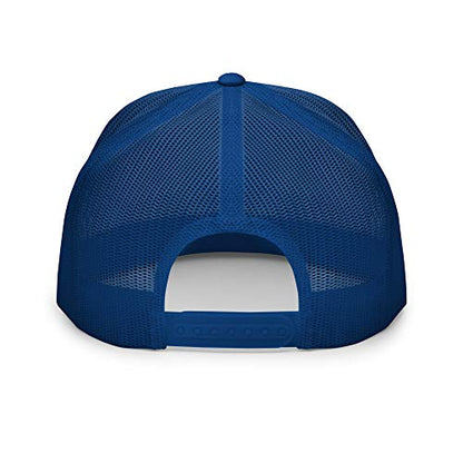 NX FDT Embroidered Flat Bill Trucker Hat High Crown Adjustable FDT Hat - color: Royal/ White/ Royal