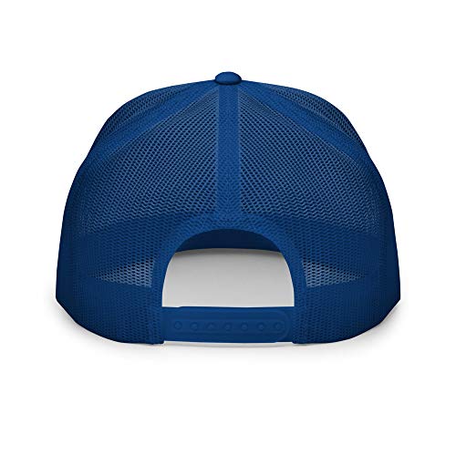 Show Me Your Butthole Premium Trucker Hat Flat Bill High Crown Adjustable Funny Cap - color: Royal/ White/ Royal
