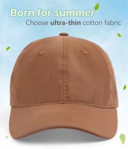 Hot Summer Baseball Cap, 35% Thinner Cotton Dad Hat Lightweight - color: Brown